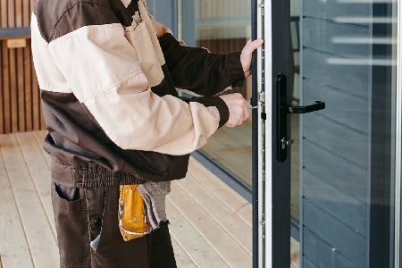 Cleaning And Polishing Glass Door Installation in Southwest Edmonton